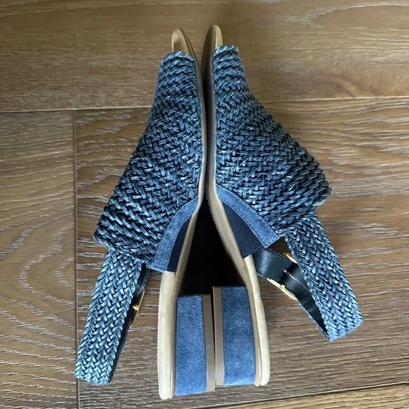 Paul Green Helena Woven Leather Slingback Sandal Indigo Block Heel 7 / 4.5 UK - Picture 10 of 15